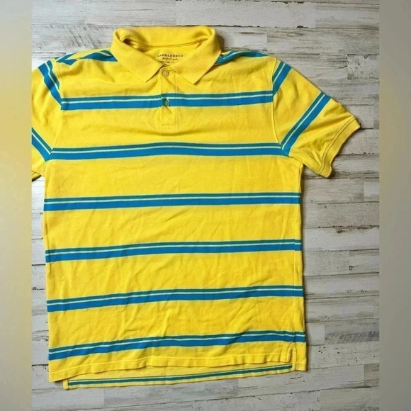 Saddlebred Perfect Polo - Men's Large Yellow Blue Stripes Shirt - Picture 2 of 7